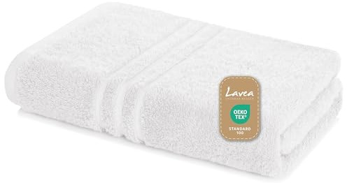 Lavea® Badhandduk 80x200 cm 100% Bomull Mjuk och Absorberande – Perfekt som Stor Badhandduk, Badlakan eller Strandhandduk för Dusch, Spa eller Gym – Vit