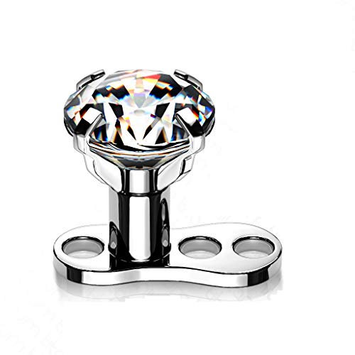 Paula & Fritz® Dermal-Anchor Set Hauptplatte UND Aufsatz 3 Loch Zirkonia Klar 5-mm Titan Grad 23 Skin Diver Tops and Base Erstpiercing