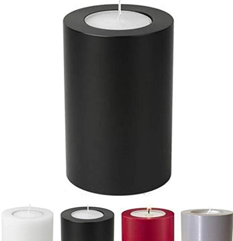 Lux Originals Trend Teelichthalter - Hochwertiges Kerzendesign - Stilvoll & Sicher - Kerzenersatz / Dauerkerze / Kerzenform (Ø 10cm - Höhe: 15cm (Maxi-Teelicht), Schwarz)
