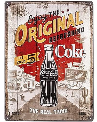 Nostalgic-Art Retro Blechschild, 30 x 40 cm, Coca-Cola – Original Coke Highway 66 – Geschenk-Idee für Coke-Fans, Original Lizenzprodukt (OLP), aus Metall, Vintage Design, Blechschilder Sprüche