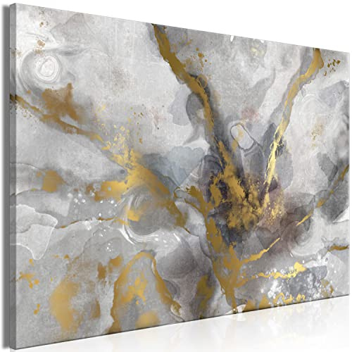 B&D XXL - Wandbilder XXL Abstrakt 90x60 cm Leinwandbild 1 tlg Kunstdruck modern Wandbilder XXL Wanddekoration Design Wand Bild - Aquarell Pastel grau a-A-0900-b-a