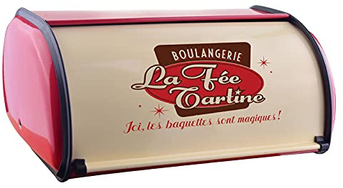 zymay Scatola del Pane con Coperchio Superiore Arrotolabile Contenitore per Pane e Pasticceria Ripiano della Cucina Verniciato a Polvere Maniglie in Acciaio Facili da Pulire Design Unico