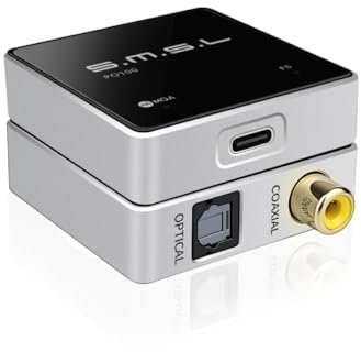 SMSL PO100 2024 192kHz Adattatore Audio USB a Ottico, Convertitore XMOS XU316 Tipo-C USB a SPDIF Ottico Coassiale, Convertitore Portatil da Digitale a Analogico per Telefono/PC (Argentato)