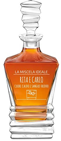 Maverton caraffa da whisky in vetro 800 ml - incisione personalizzata - - decanter di cristallo per coppia - caraffa whisky per matrimonio - per anniversario - per nozze - Miscela