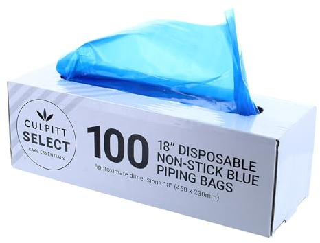 Culpitt Select 18 (20cm) Disposable Piping Bags - 100 Pack | 45.0 x 23.0cm, Non-Stick Clear Plastic, Tipless Design Fits Any Nozzle, For Icing & Buttercream