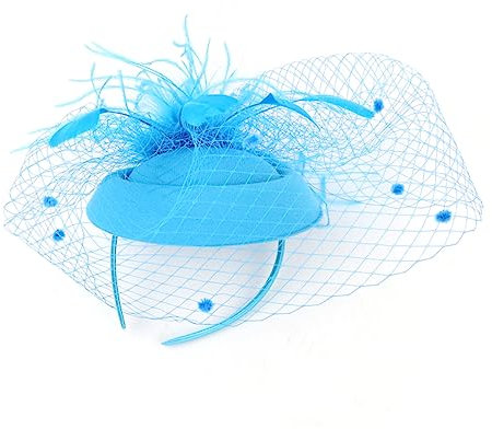 FRCOLOR Braut Kopfschmuck Aus Tüll Haarschmuck Im Vintage Stil Barett Für Mädchen Und Frauen Für Hochzeit Party Und Festival Hellblau
