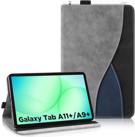 AsWant Hülle für Samsung Galaxy Tab A9+ / A9 Plus 11 Zoll 2023 (SM-X210/X216/X218) - Ultradünne Tablette mit Portemonnaie und Standfunktion Schutzhülle Kompatibel mit Galaxy Tab A9+ / A9 Plus (Gray)