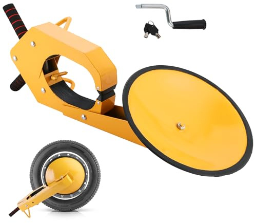 DASBET Abrazadera de bloqueo de rueda, resistente, antirrobo, con llave y manivela, bloqueo de neumático ajustable para coche, camión, RV, ATV (73 cm x 34 cm, 1, pieza)