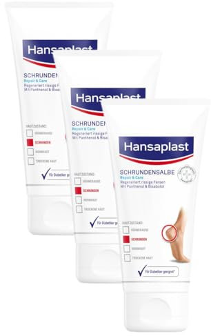 Hansaplast Schrundensalbe Repair & Care (40 ml), Fußpflege regeneriert sehr trockene und rissige Haut, Fußcreme für zarte und geschmeidige Füße (Packung mit 3)