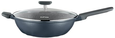 JingYi Store Antihaftbeschichtete Pfanne Haushaltskochpfanne Professioneller Wok Steakbratpfanne Wok Aus Aluminiumlegierung (Color : Blue, Size : 32cm)