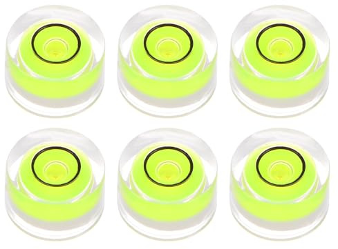 sourcing map 6pcs Round Bubble Level 10x6mm Mini Circular Bullseye Spirit Levels for Leveling Camera Tripod Telescope Workshop Turntable Pictures Frame, Green
