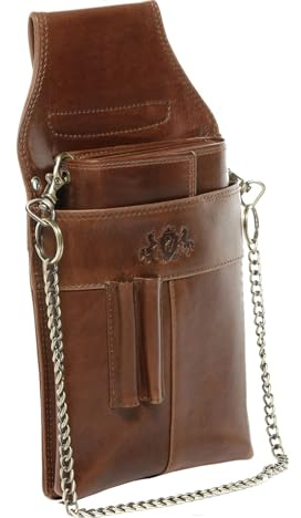 SID & VAIN Aberdeen Aberdeen Portefeuille Kelner en cuir de qualité supérieure - Grand portefeuille de serveur pour homme et femme - Avec compartiments - Fait main, brown light, Kombi, portefeuilles