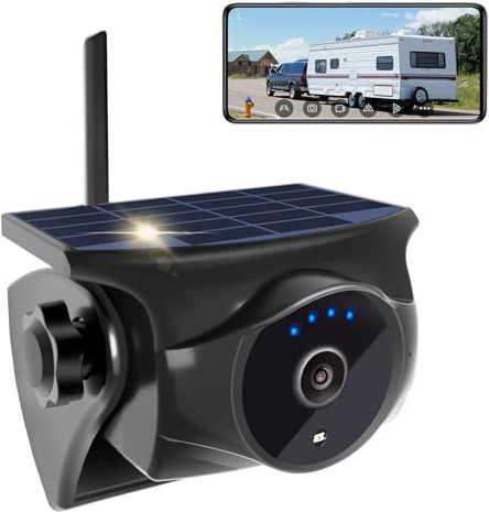 STONVUE Caméra de recul solaire sans fil 1080p – Caméra arrière/avant magnétique avec vision nocturne, veille de 365 jours, étanche, batterie rechargeable pour remorque, camping-car, camion, voiture
