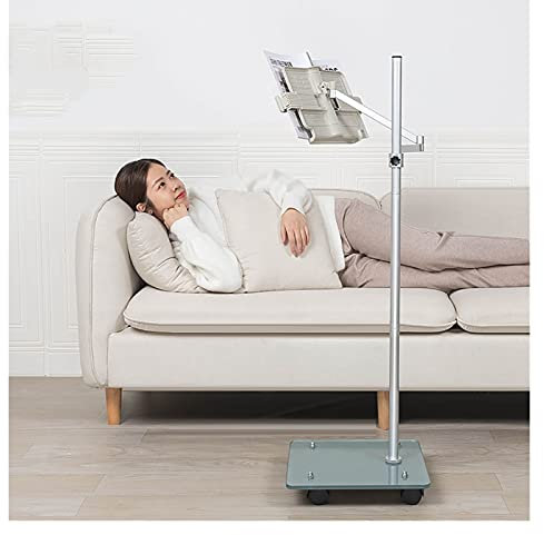 WOTZOV Notenständer und Bodenbuchständer, Bodenständer für Tablet und Laptop mit Rädern, Buchhalter, Bodenständer für iPad und Tablet, verstellbare Hände zum Lesen für Bett und