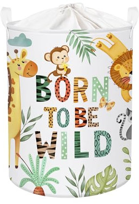 Clastyle Cestos Almacenaje Infantil Animales Boho Cesta Ropa Sucia Plegable para Habitación Infantil Dormitorio Cajas de Almacenaje Juguetes para Chico Chica, Verde, 36 * 45 cm