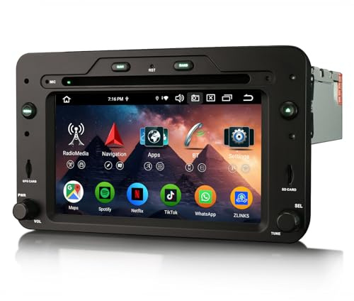 Erisin Android 16 Autoradio mit GPS Navi Für Alfa Romeo Spider 159 Sportwagon Brera Bluetooth CarPlay Android Auto DSP WiFi 4G RDS DAB+ OBD2 USB TPMS Canbus Lenkradsteuerung 8-Kern 4GB RAM+64GB ROM