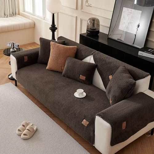Gluhbirnen Sofabezug Samt, Sofadecke, Sofadecken für Sitzfläche, Sofa Überwurf, Sofa Überzug l Form, Couch Überzug, Sofaschoner rutschfest, Decke Sofa Schutz, Schwarz Grau, 90 * 160CM