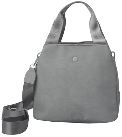 TOTTO - Bolsa Térmica Porta Alimentos 9 L, Modelo Bow, Bolsa Comida Trabajo con Tupper, Bolsillo Delantero, Asa de Mano, Correa Ajustable y Removible, Fácil de Limpiar, Color Monument Gris