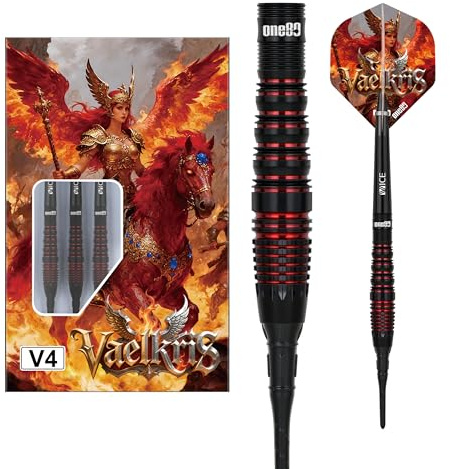 ONE80 Soft Dart Vaelkris VHD 90% Tungsten Softtip Dart Softdart Dartpfeile Set mit Schäften und Flights Hochwertige Tungsten Softdarts