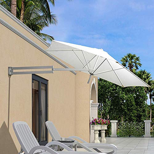 HUIBBGO Garden Parasol Umbrella Parasol Wall Mounted Cantilever, Aluminium,Solar Led,Polyester Cloth,Folding, Telescopic,Outdoor Recreation Umbrella,Courtyard/Garden/Terrace