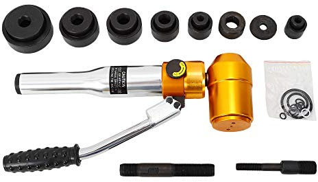 90KN Perforadora hidráulica de chapa de 22,5 a 60,8 mm, perforadora hidráulica, perforadora de metal con 6 troqueles de perforación para placa de metal