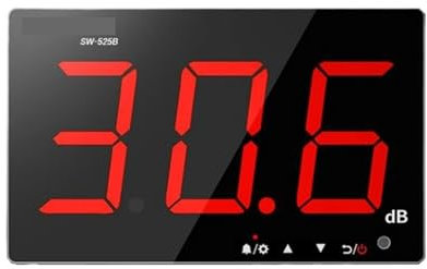 TIEOAXFT SW-525 Medidor de Nivel de Sonido Digital 30-130dB Medidor de decibelios de Ruido montado en la Pared Detector dB Decibelímetro Profesional(SW-525A)