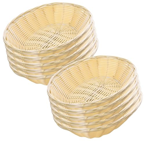 Hintyne Lot de 10 corbeilles à pain ovales 20 x 6 cm contenants cadeaux en plastique vides pour cuisine restaurant centre de table
