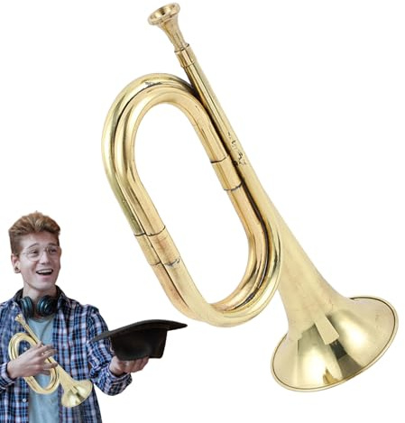Messingschild Horn-Trumpet Signal Horn Pocket Trumpet | Trompete Spielzeug Kupfer Gold Musikinstrumente für Band und Orchester Mode Kavallerie Trompete für Orchester 30,5 cm