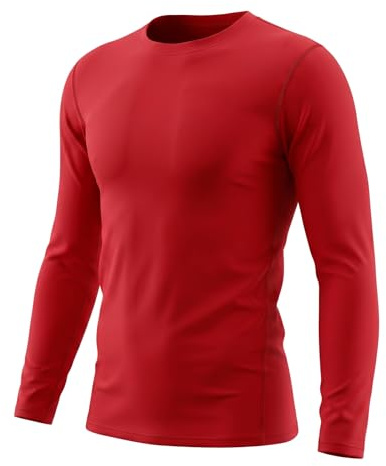 LANBAOSI Camiseta térmica de manga larga para niños, ropa interior de fútbol, rosso, 22