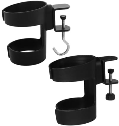 CLISPEED Portabicchieri da Scrivania in Plastica Nero 2 Pezzi Struttura a Morsetto Laterale, Salvaspazio e Facile da Pulire, per Ufficio e Scrivania da Gioco