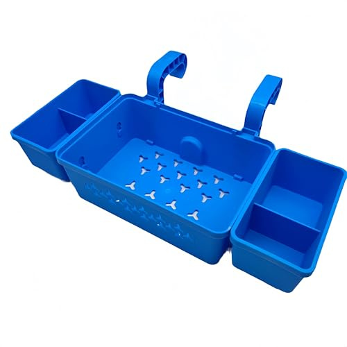 Cestino A Bordo Piscina 42x21x13 Cm Cesto Portaoggetti Per Piscina Fuori Terra Vassoio Portaoggetti A Bordo Piscina Realizzato Per Prestazioni Di Lunga Durata, È Facile Da Smontare (Blu)