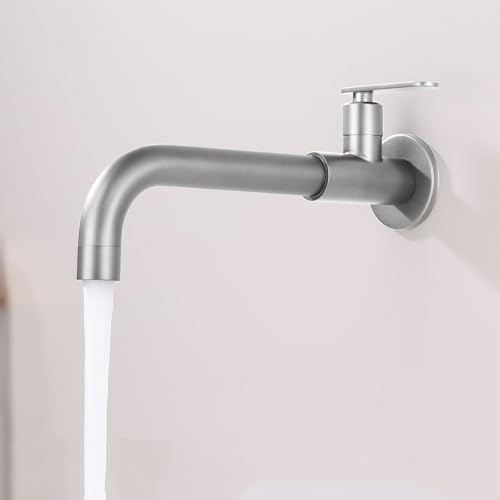 Robinet Mural Lavabo Salle de Bain Eau Froide a 360° Rotation Robinet Lave Main Acier Inoxydable,Brossé