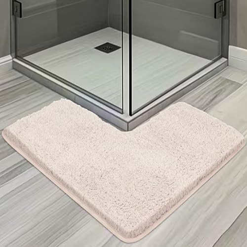 CECOMBINE Alfombrilla de baño en forma de L, de microfibra, antideslizante, absorbente, con parte inferior antideslizante, dimensiones interiores 80 x 80 cm, alfombra para suelos de baño, bañeras