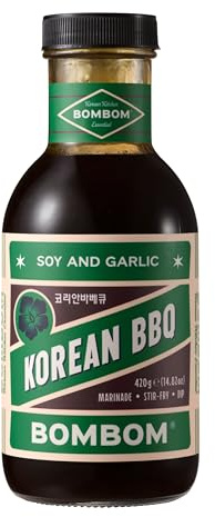 BOMBOM Soy & Garlic Korean BBQ Sauce - Authentic Korean Marinade & Barbecue Sauce with Sweet Pear, Roasted Garlic & Soy - Perfect for Chicken Wings, Grilled Meats & Stir Fry Vegetables