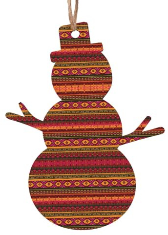 Mexikanische Volkskunst Boho gemusterte Weihnachtsschmuck aus Holz, 6-teiliges Set, geeignet für Feiertagsfeiern oder Souvenirs.