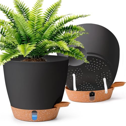 T4U självvattnande blomkrukor, 20 cm, svart, 2-pack