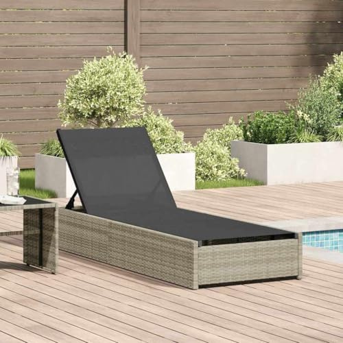 Frdhee Gartenliege, Liege, Gartenstuhl, Relaxsessel, Relaxliege, Sonnenliege mit Kissen Beige 60 x 200 x 27cm Poly-Rattan Für Balkon, Camping, Reise, Stabil