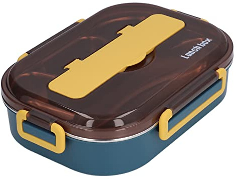 AMONIDA Box Compartimentato Multifunzionale in Acciaio Inossidabile per il Pranzo per Bambini e Adulti, Isolato 10,0x7,3x2,6 Pollici (Pranzo al sacco singolo)