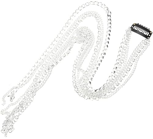 Strass Haarkette Halloween Feier Silber Aluminium Haarspange für Damen | Punk Quasten Stil, Kristall Haarverlängerung, Clip On Design, für Frauen und Mädchen, Glänzend