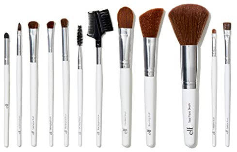 e.l.f. Professional Set of 12 Makeup Brushes, Pro-Worthy Makeup Brushes for a Flawless Full-Face Application, Vegan & Cruelty-Free