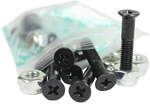 Dimebag Hardware Skateboard Mounting Nuts and Bolts 1 Phillips - Skateboard Truck Hardware - Lots of Colors (Black)