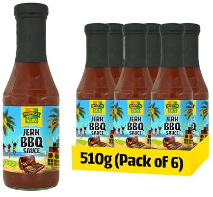 Tropical Sun Jerk BBQ Sauce 510g (Pack of 6) – Sweet, Smoky and Spicy!