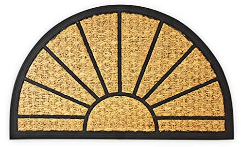 Relaxdays Fußmatte Kokos halbrund 75 x 45 cm Kokosmatte mit rutschfester PVC Unterlage Fußabtreter aus Kokosfaser als Schmutzfangmatte und Sauberlaufmatte Fußabstreifer für Außen und Innen, braun