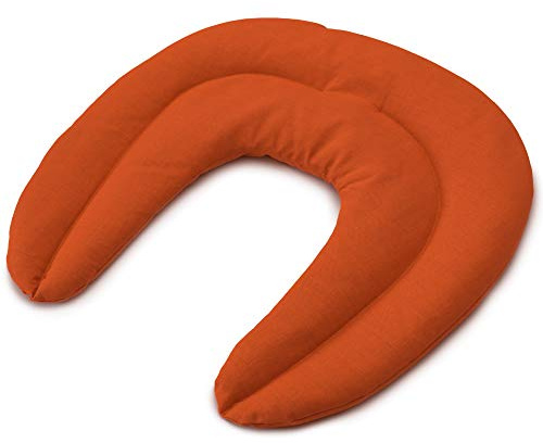 Coussin compartimenté tour de cou aux graines - Graines de lin - Coussin thermique pour la nuque - Bouillotte micro-ondes (Design: orange)