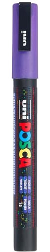 Faber-Castell uni-ball 186579 - Marcatore POSCA con punta tonda fine, viola glitterato