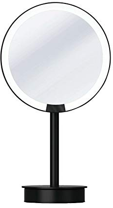 Decor Walther Just Look Standkosmetikspiegel LED, Schwarz Matt, 21,5 x 13 cm, Höhe 38-44 cm, Bodenmontage, Kosmetikspiegel, Makeup Mirror