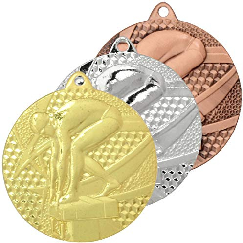 pokalspezialist Medaille Schwimmen 1 Medaillen rund Gold Silber Bronze Set