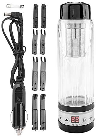 12 V / 24 V 420 ml Auto Elektrischer Wasserkocher Reise Tee Becher Wasser Beheizung Flasche Halter Vakuum Flaschen Thermosen - Schwarz