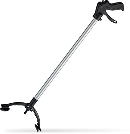 Relaxdays Greifzange, Müllgreifer, Armverlängerung, Greifhilfe für Senioren, Aluminium, Kunststoff, 88cm, schwarz/Silber | Greifhilfe für Senioren, Aluminium, Kunststoff, 88cm