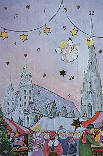 Adventskalenderkarten 2 Stück Wien Nostalgie Weihnachten Grußkarten Goldprägung Kunstkarte Weihnachtsgruß
